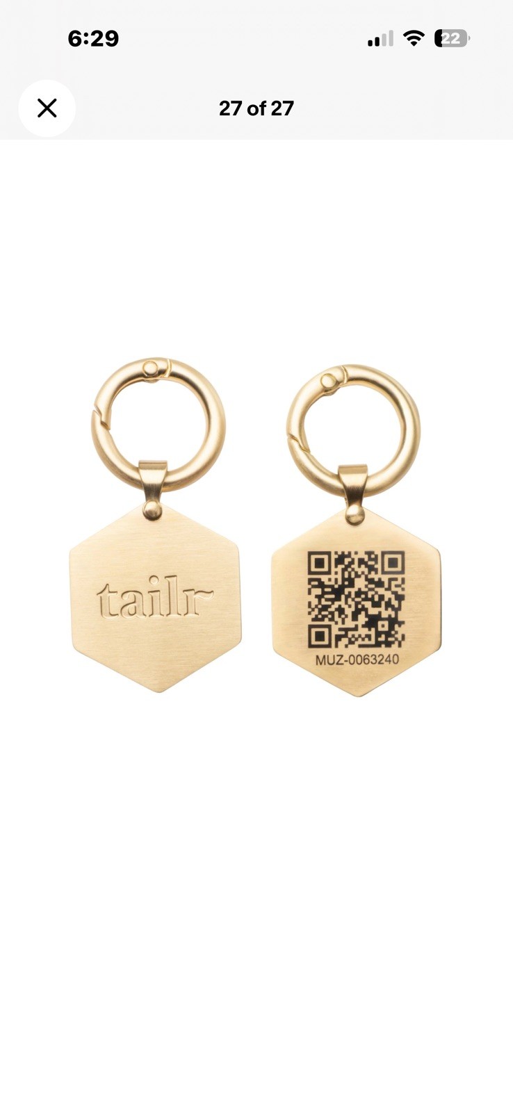 Tailr Smart QR Code Dog Tag, Pet ID Tag with App, Lost Pet Recovery, LARGE