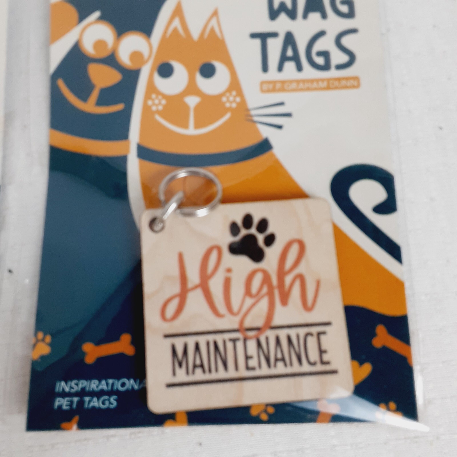P Graham Dunn WAG TAGS Pet Collar Charms Wooden Square 1.5″ Assorted Set of 3