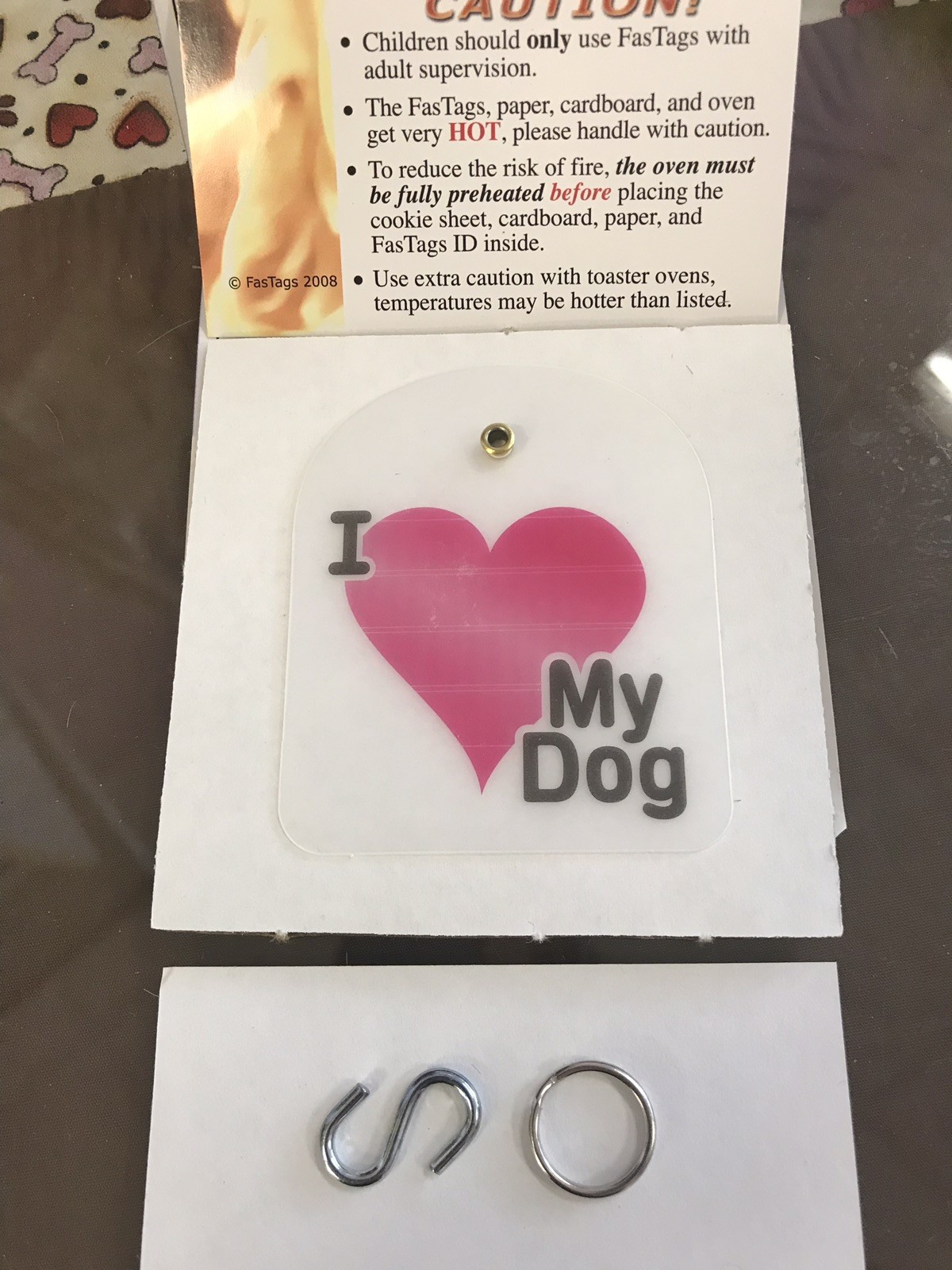 Collar Tags For Pets “I Love My Dog” FAST TAGS Shrink In The Oven