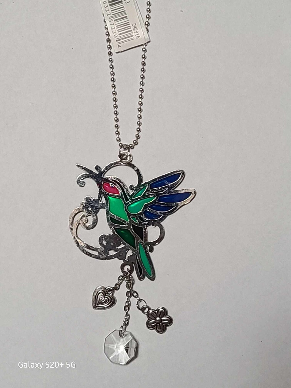 Car Charm -Hummingbird Stain glass look