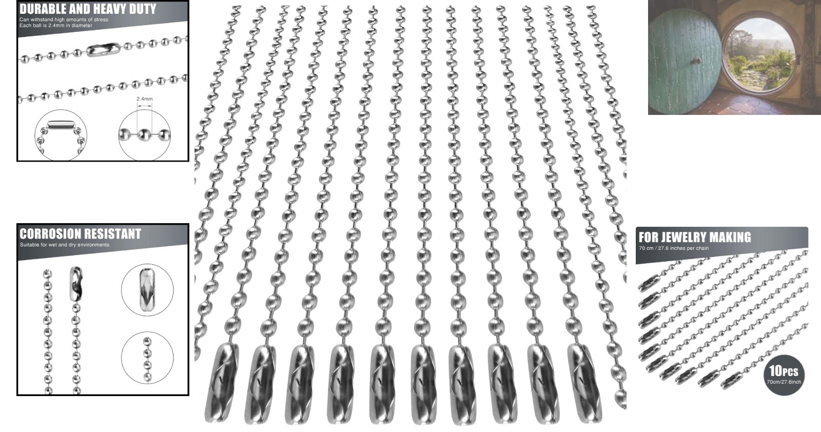 Sturdy 10 Pcs Dog Tag Chain Necklace, 27.6 Inches Long – Ideal for DIY Jewelry!