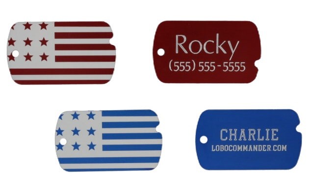 Custom Engraved Personalized Patriotic American Flag Military ID Pet Tag