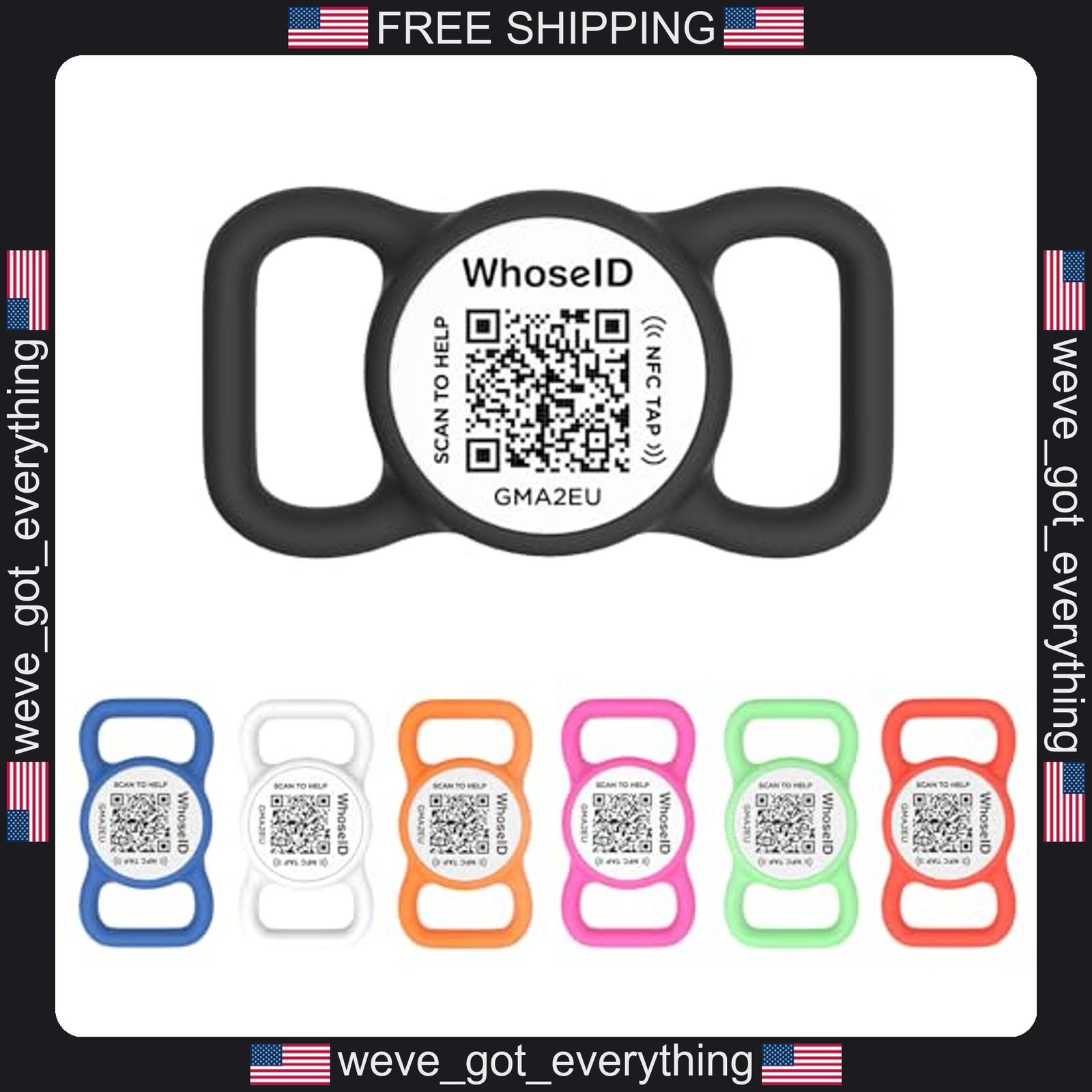 Pet ID Tag with QR Code Waterproof Silicone for Dogs and Cats
