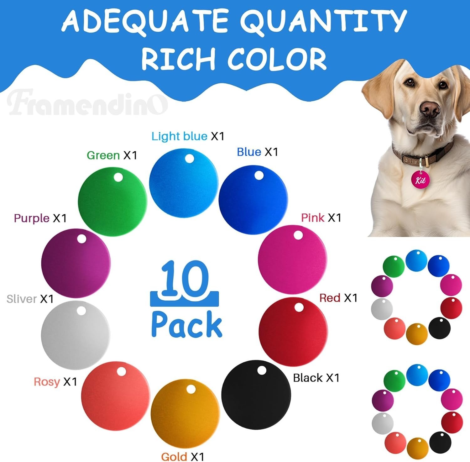 Pet ID Tag Colorful Blank Round Double Sided Pets ID Tag Name Phone Number ID…