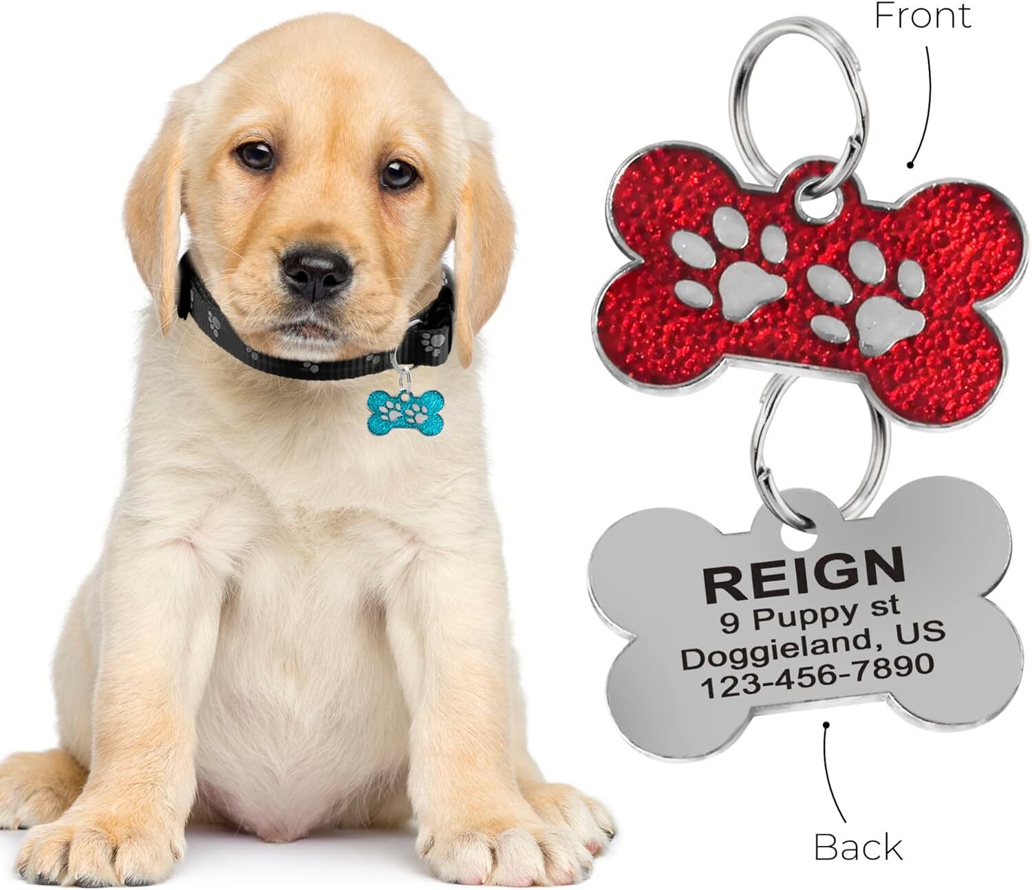 Bone-Shaped Personalized Pet Name Tags – custom dog id tags, collar dog name tag