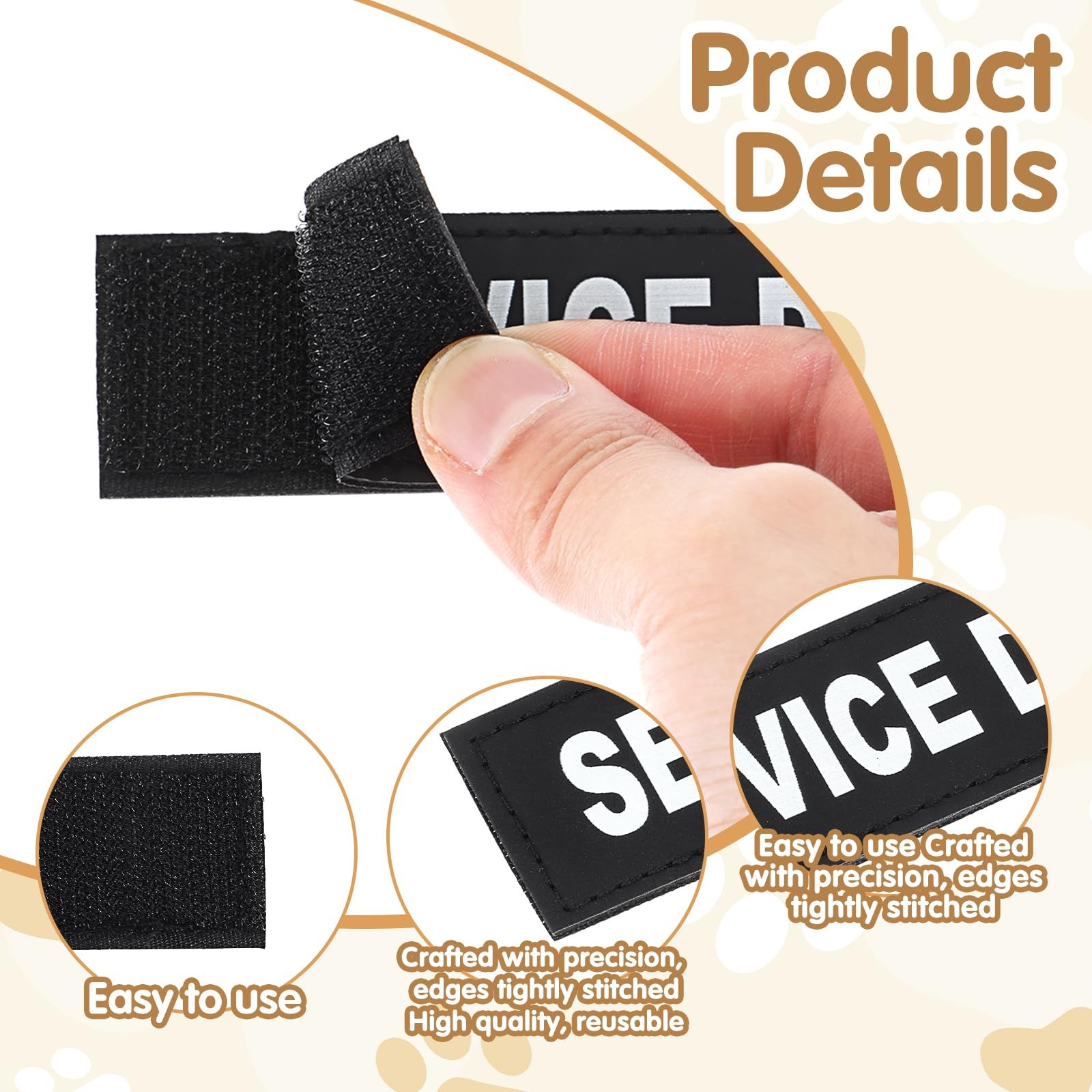 2pcs Service Dog Patches and ID Tags, Removable 11×3 cm/4.33×1.18 in, Black