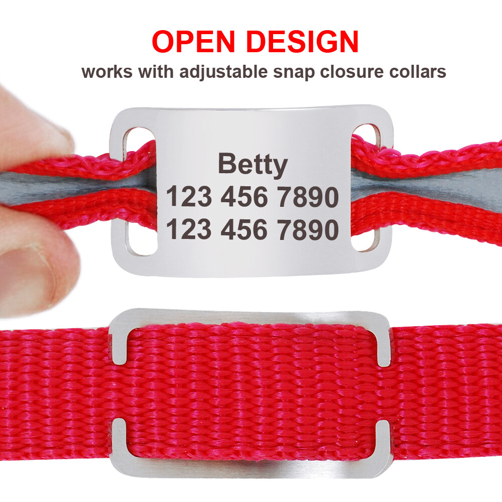 Slide-on Engraved Pet Dog Tag Stainless Steel Personalised Cat ID Collar Tags