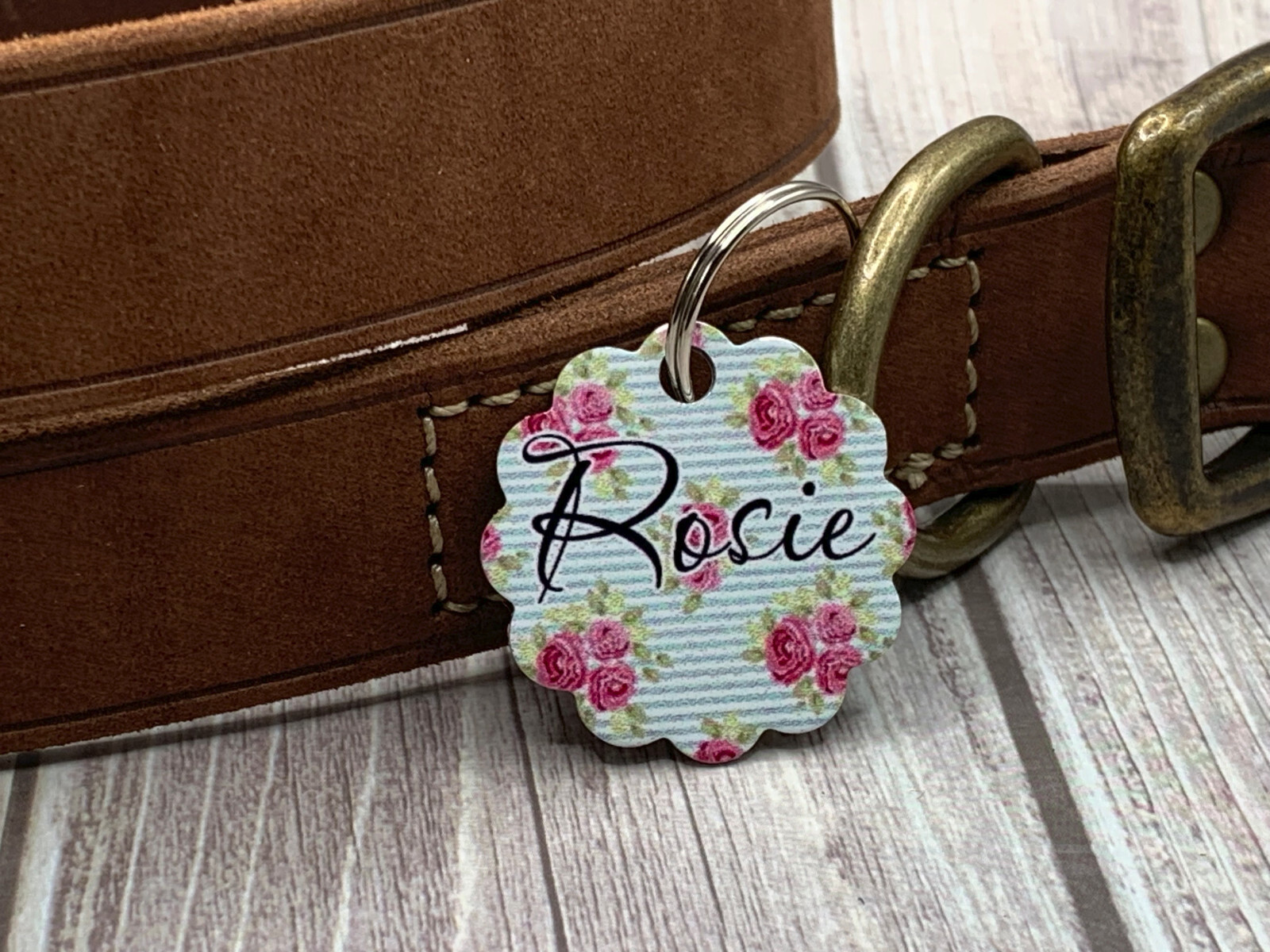 Flower Shaped Pet ID Name Tag Large | Personalized Custom Made to Order