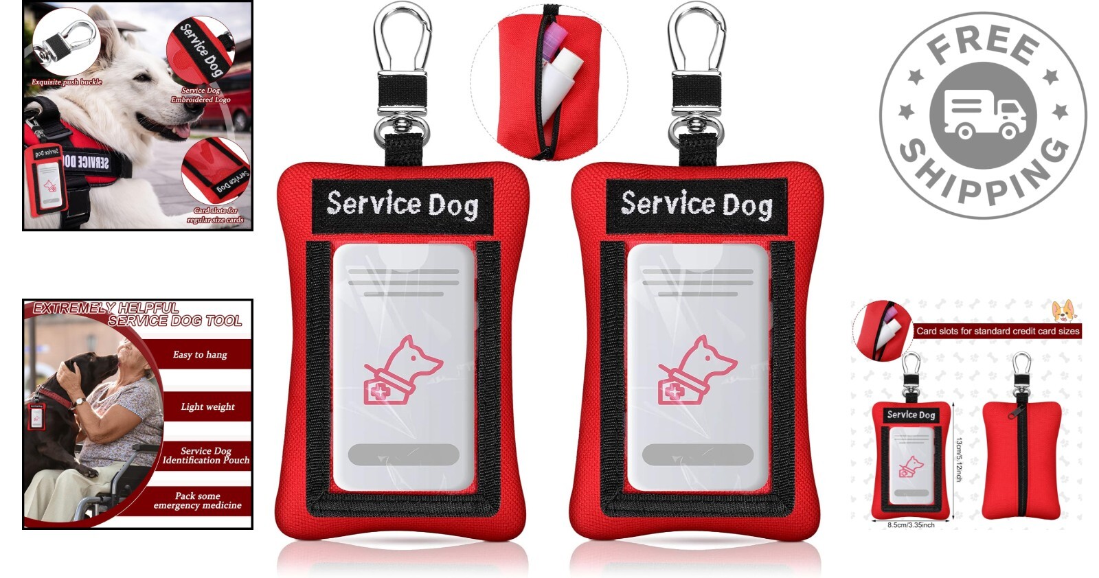 Lightweight Service Dog ID Holders – Convenient Clip-On Bags for Essentials