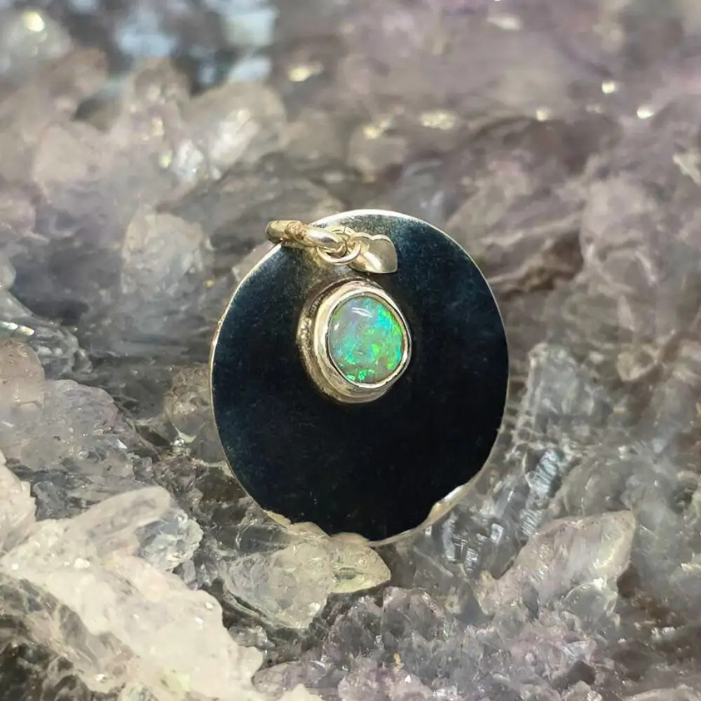 Lightning Ridge Natural Crystal Opal 0.60ct S925 Silver Custom Pet Tag Pendant