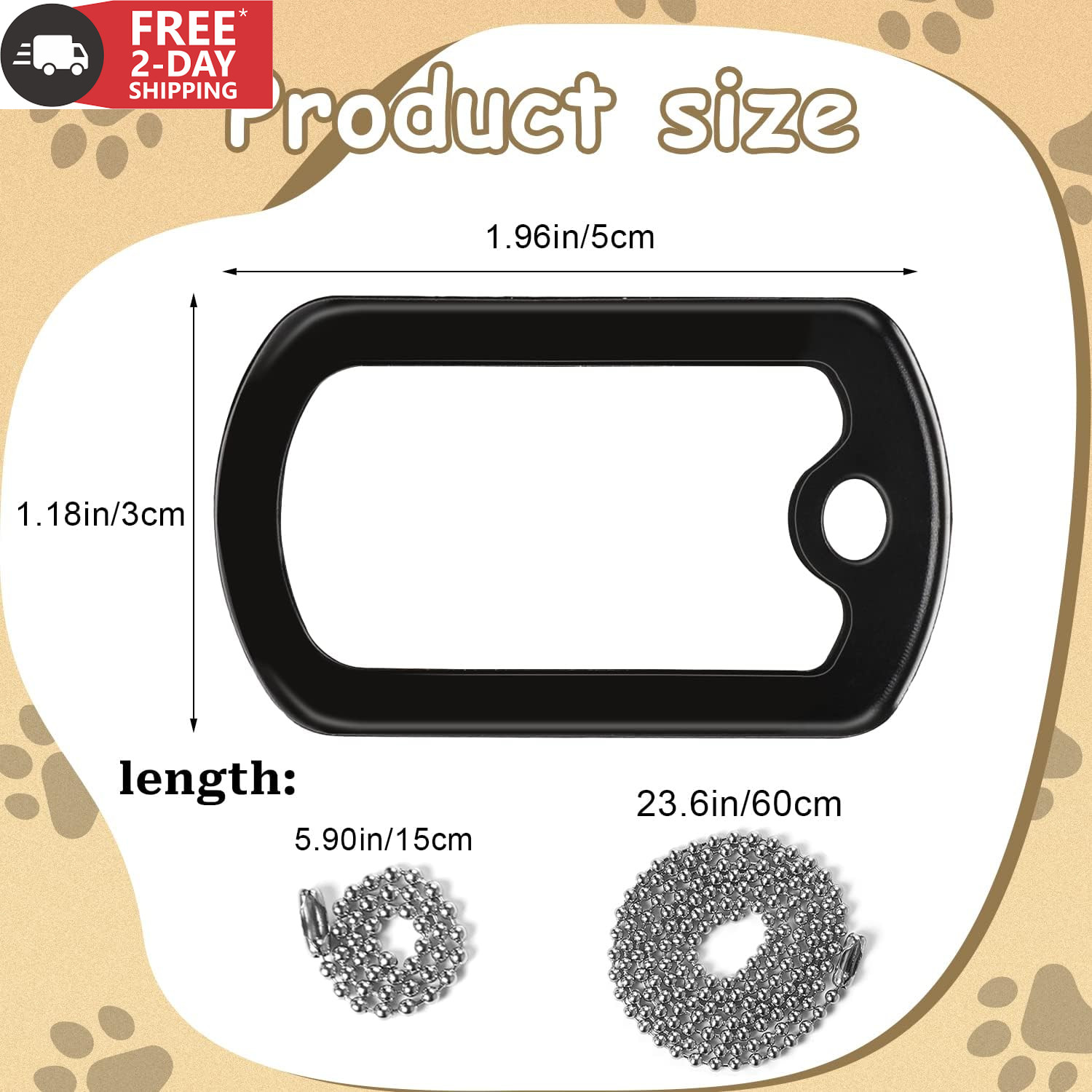 10 Pack Dog Tag Silencers, Black Engraved Tag Silicone Case with 4 Chains Army D