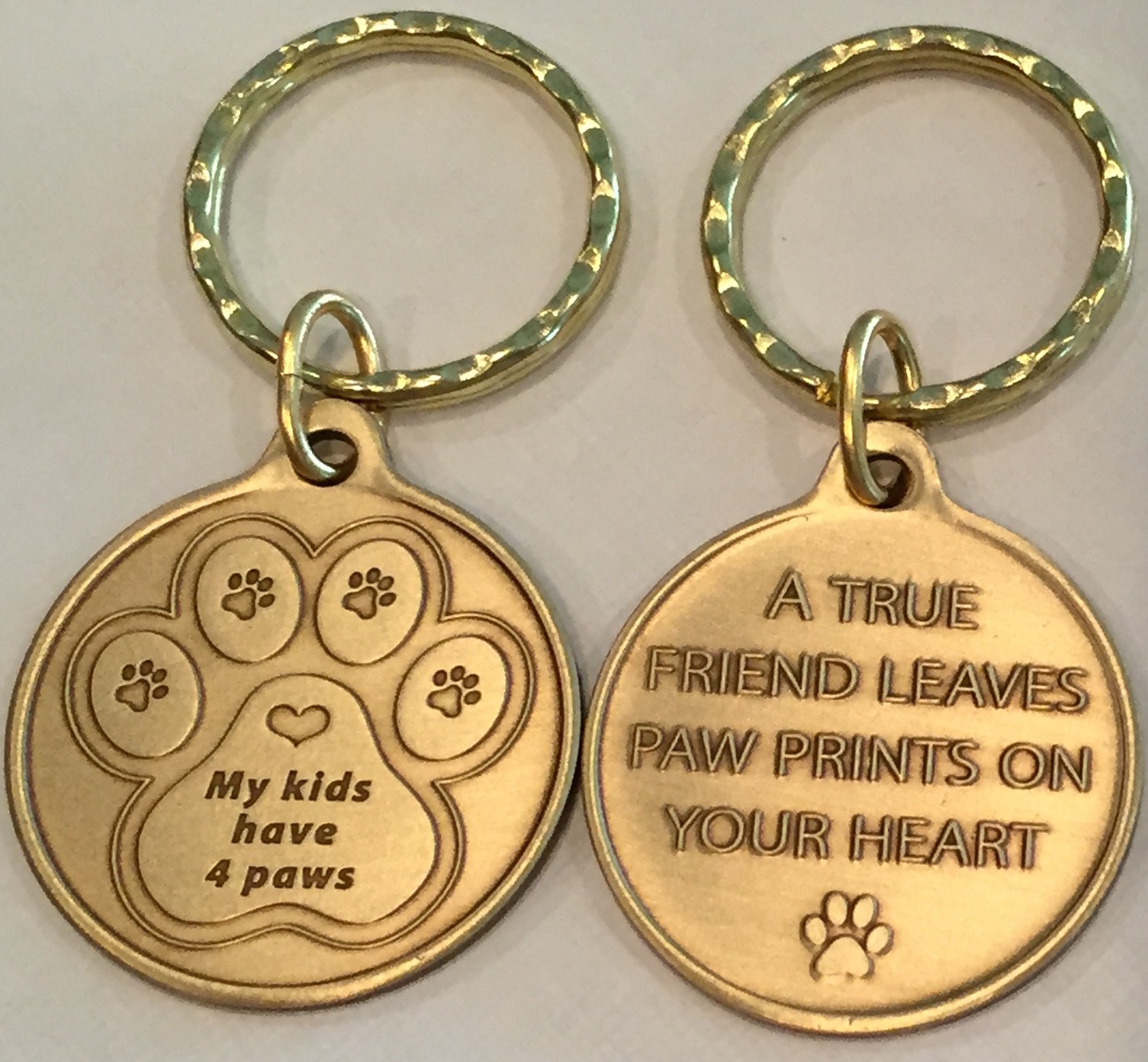 My Kids Have 4 Paws Heart – A True Friend Dog Pet Key Chain Tag Keychain Bronze