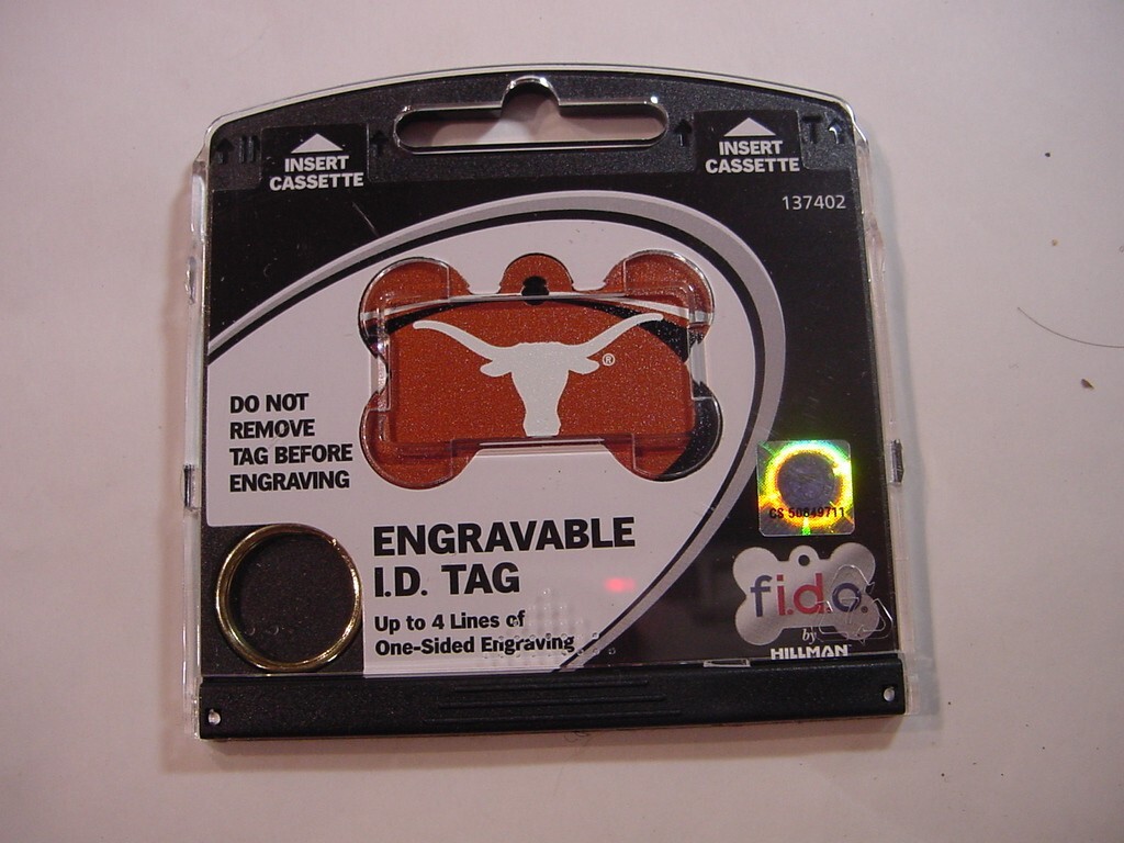 NEW – FIDO ENGRAVABLE PET I.D. TAG – TEXAS LONGHORNS