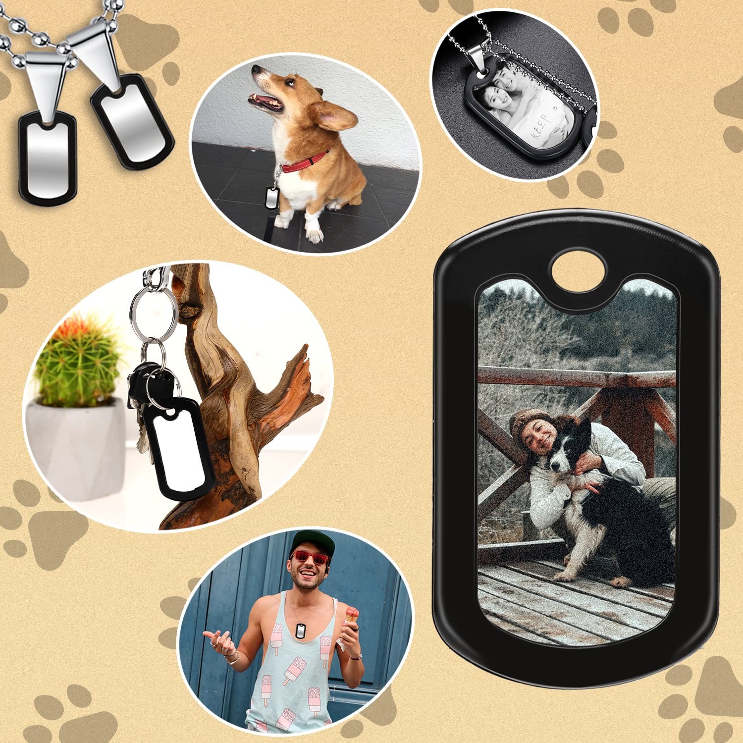 Dog Tag Silencers 10 Pack Black Silicone Case 4 Chains for Authentic Military