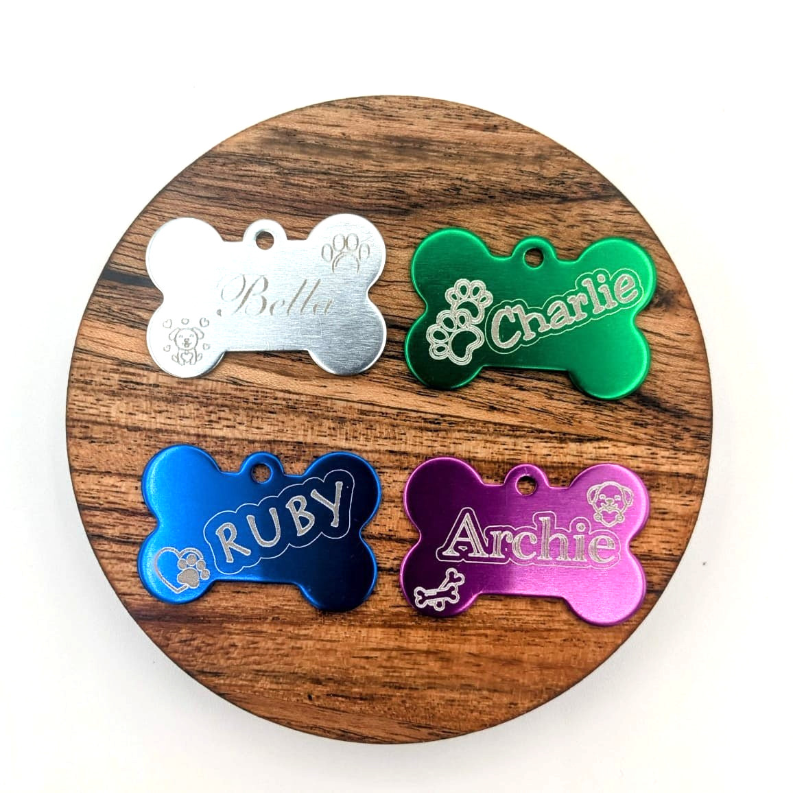 Personalised Dog ID Tag Bone Shape with Split Ring – Custom Pet Name Tag