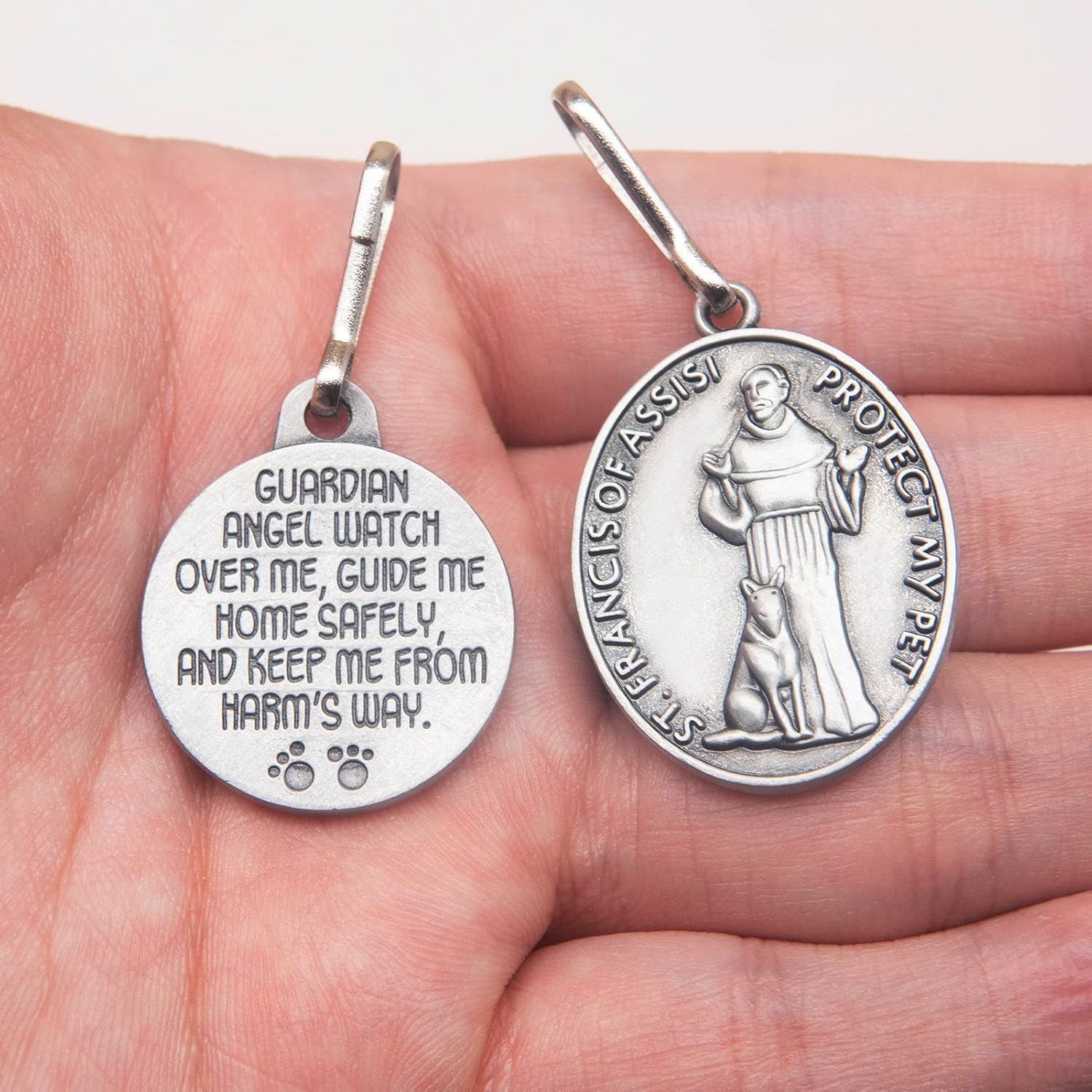 Pet Tags Engraved 2 Packs St Francis of Assisi Cats Dogs Medal Pendant Collar Ch