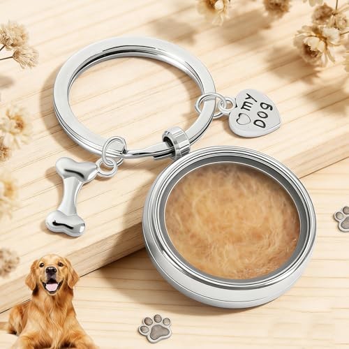 Dog Hair Keepsake Locket Keychain Memorial Stainless Steel