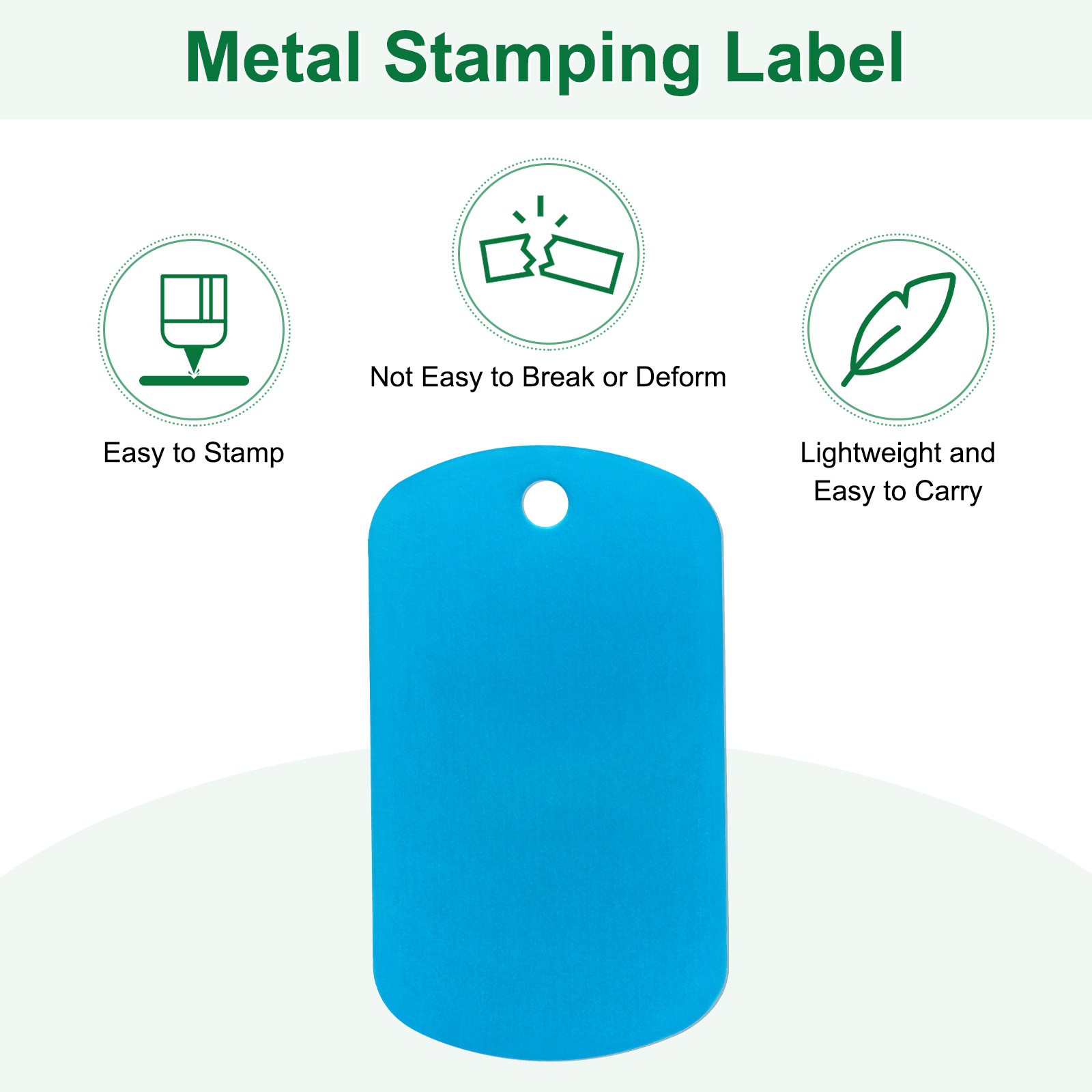 20-Pack 2″ x 1.18″ x 0.04″( L x W x T ) Blank Dog Tags [Lake Blue, 1 Hole]