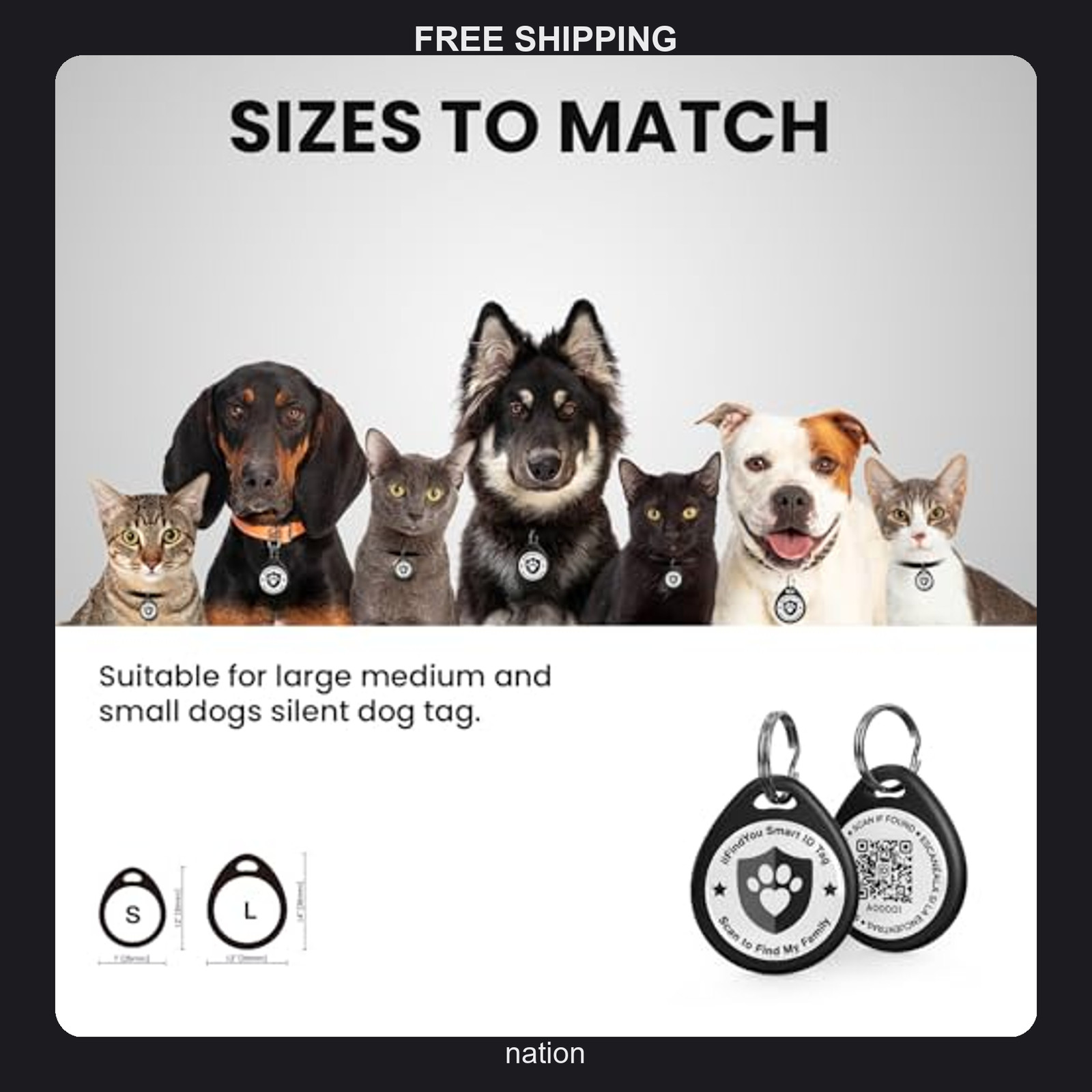 Personalized Dog QR Code ID Tag for Large and Medium Dogs