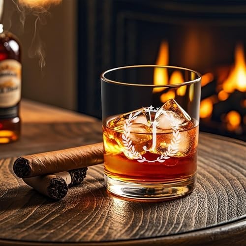 Fathers Day Gift for Dad Husband Grandpa, Personalized Whiskey Glasses Gifts J
