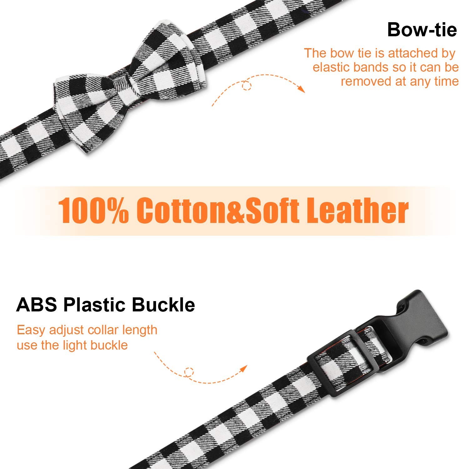 Dog Bow Tie, TAGATMI Plaid Bow Tie Dog Collar Unique Lock Buckle Soft Comfort…