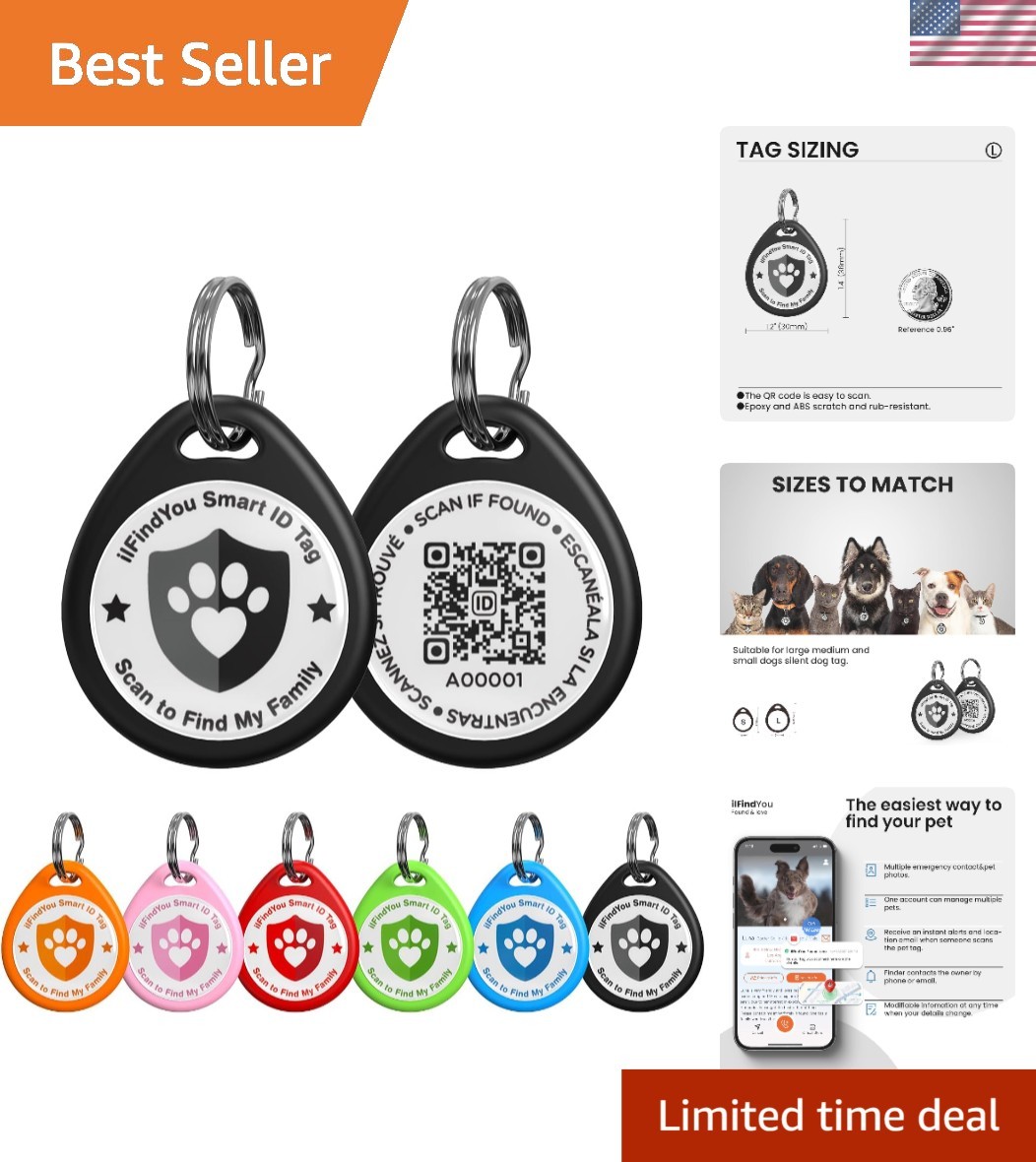 Personalized QR Code Dog ID Tag – Secure, Waterproof Pet Safety Solution
