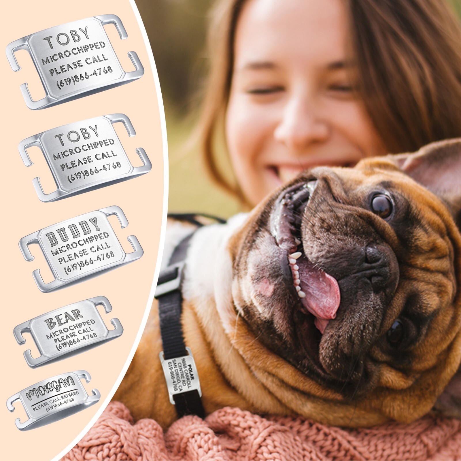 Leash King Noise-Free Slide-On Personalized Pet ID Tag