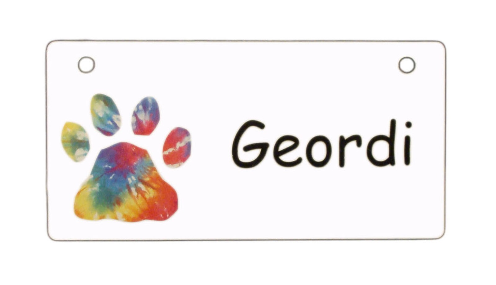 Tie Dye Paw Personalized 5″ x 2.5″ Dog Crate Tag FREE SHIPPING