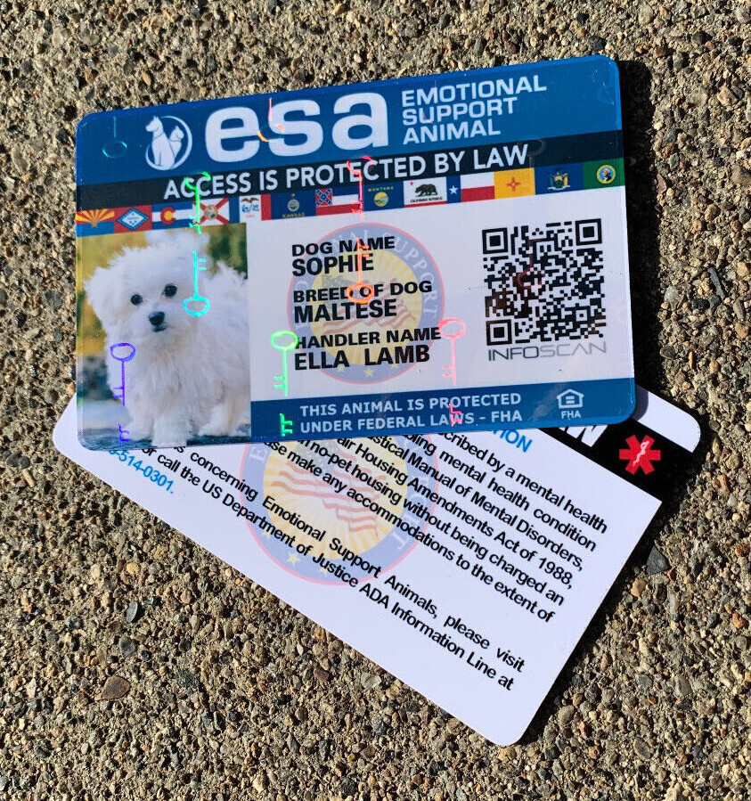 ESA ID CARD EMOTIONAL SUPPORT REGISTRATION EMOTIONAL SUPPORT ANIMAL HOLOGRAPHIC