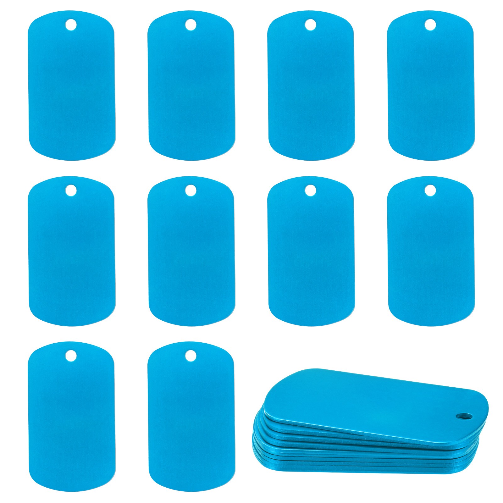 20-Pack 2″ x 1.18″ x 0.04″( L x W x T ) Blank Dog Tags [Lake Blue, 1 Hole]