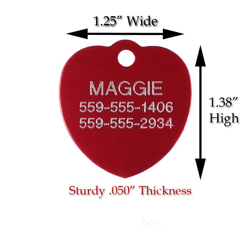 LARGE HEART Dog Cat Pet ID Name Tags Custom Engraved Tag up to 5 lines FREE SHIP