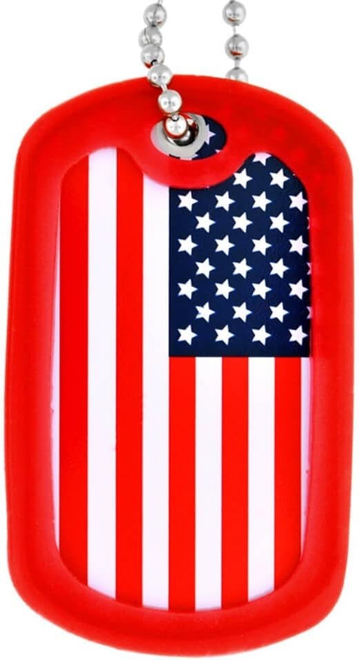 Engraved Dog Tag Holders – Red Silicone Silencers for Noise-Free Wear – 5 Pack