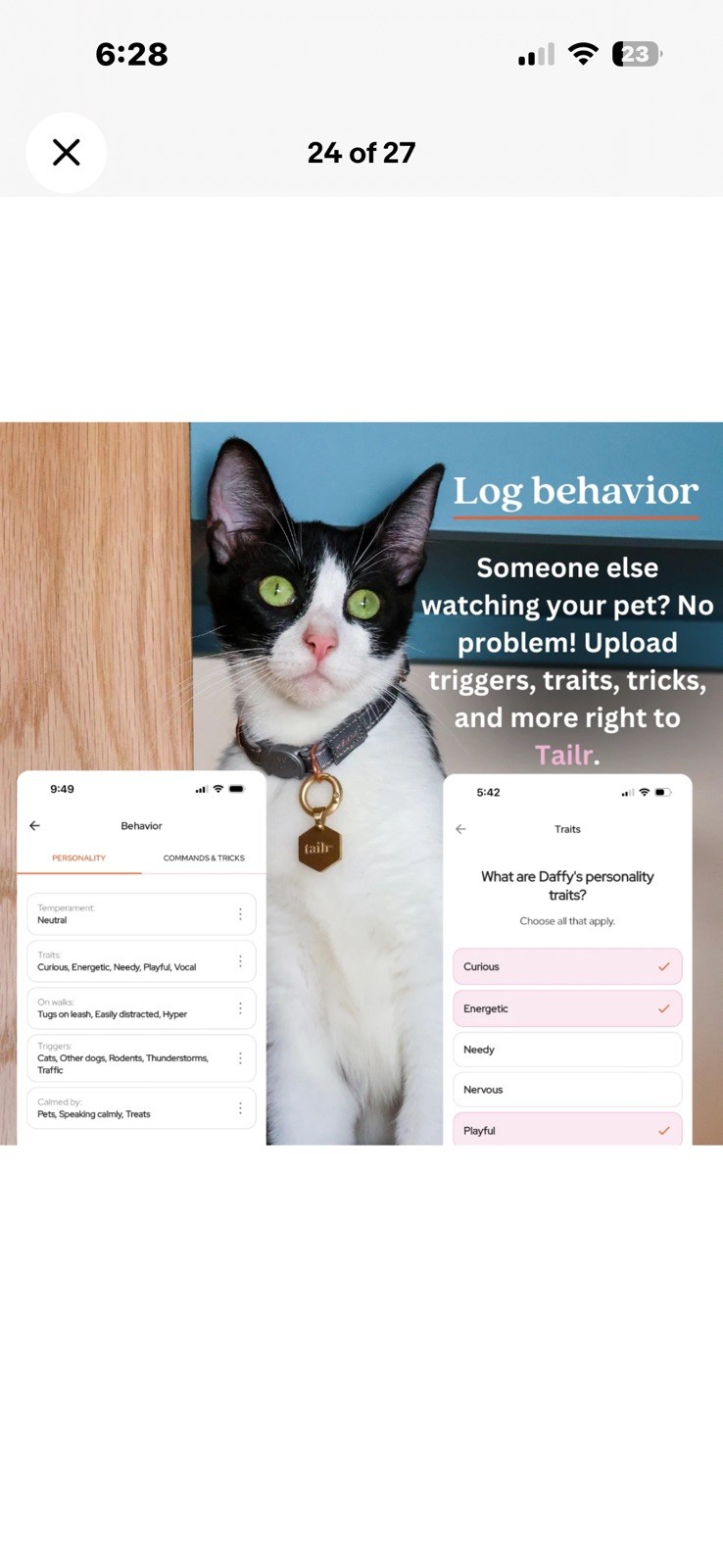 Tailr Smart QR Code Dog Tag, Pet ID Tag with App, Lost Pet Recovery, LARGE