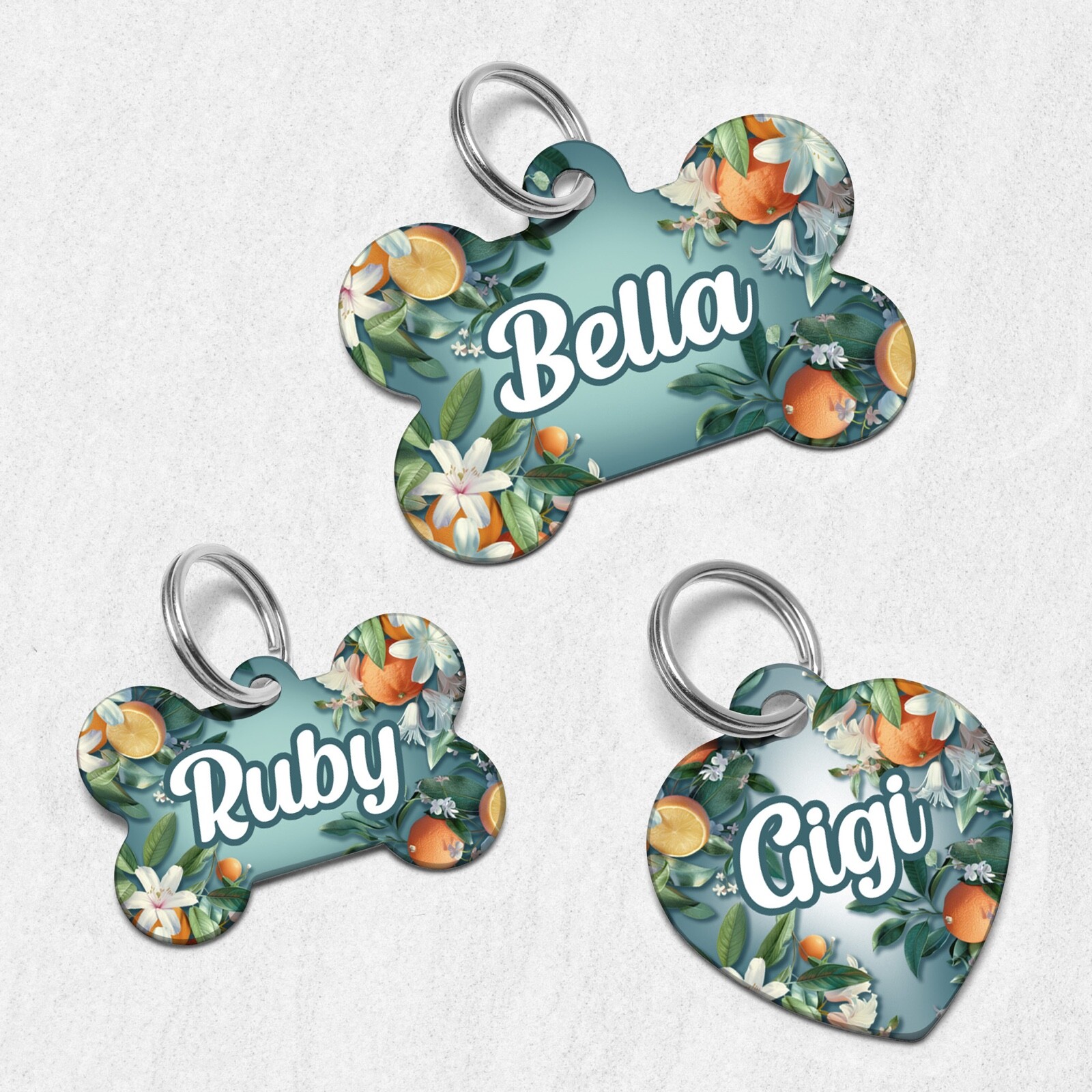 Orange Blossom Dog Tag for Dogs, Oranges Pet ID Tags, Custom Personalized Tag