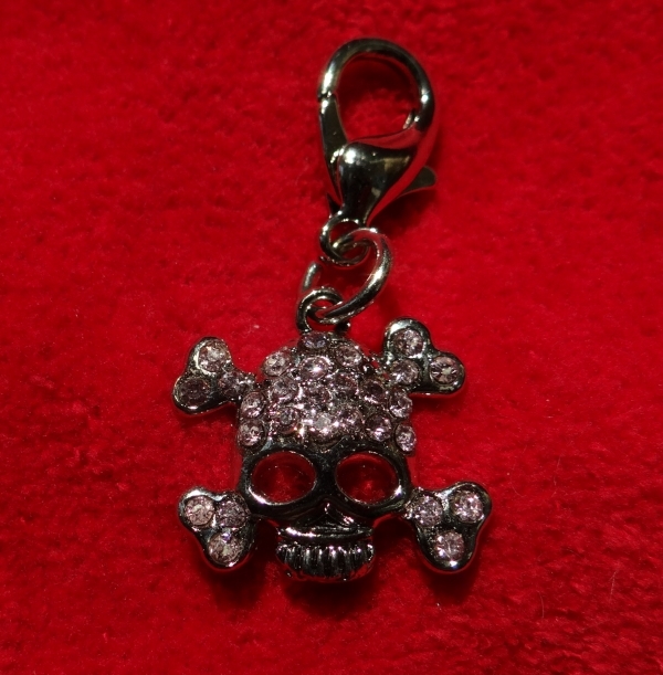 Skull and Crossbones Rhinestone Metallic Dog Collar Charm European Home Designs