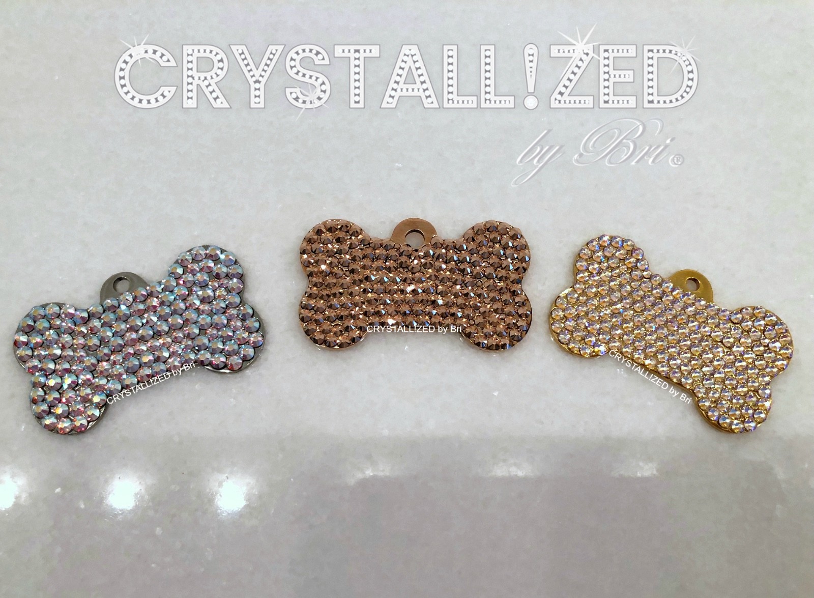 Custom Bling Dog Tag AUSTRIAN CRYSTALS Bedazzled Personalized Pet Name ID Collar