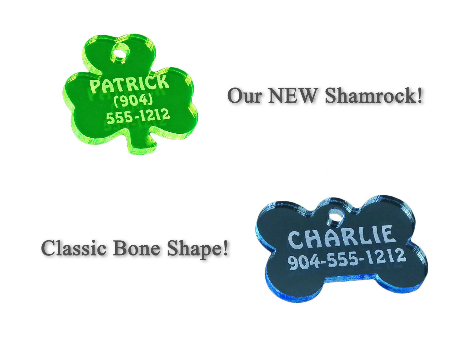 ACRYLIC PLASTIC PET Dog Cat Identification Name Tags-Custom Engraved ID Tag