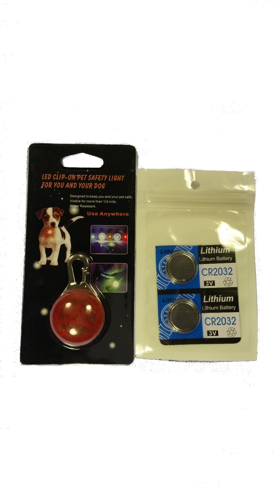 LED Spot Light Carabiner for Pet Dog Collar Leash Harness+ 2 Replacement Battery