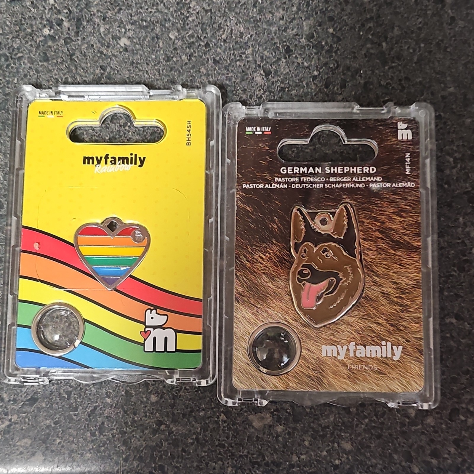 my family German Shepherd Rainbow Heart Engraved Enamel ID Tag