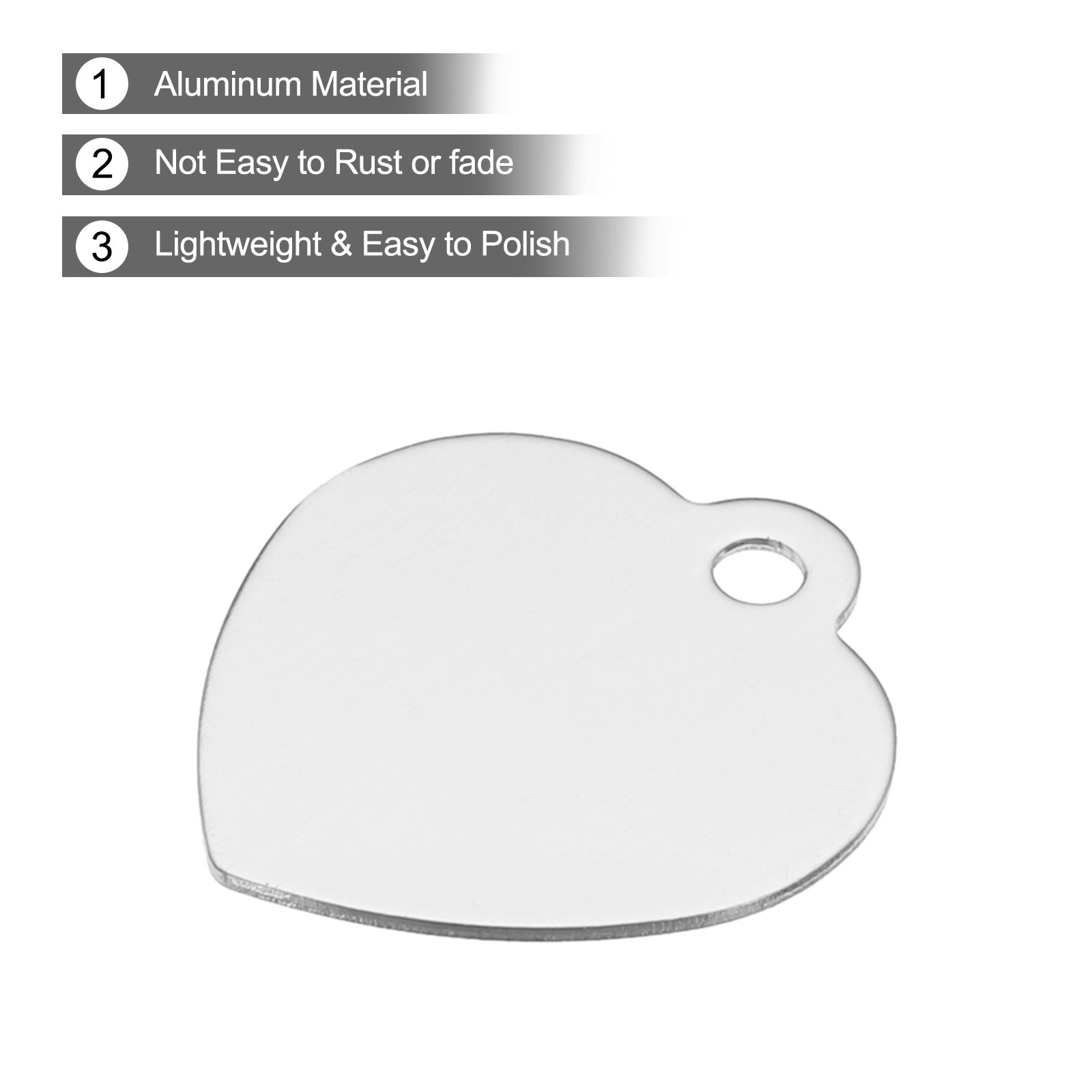 Pet ID Tags, Engraving Tags, Heart-Shape Dog ID Tag, Silver Blank Tags, 20pcs