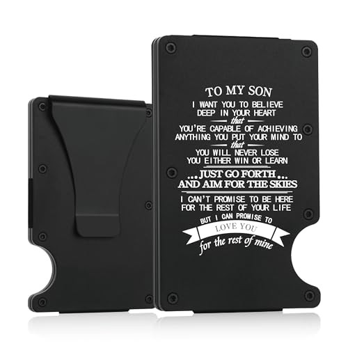 To My Son Gifts,Minimalist Personalized Engraved Metal Wallet,Slim TO MY SON