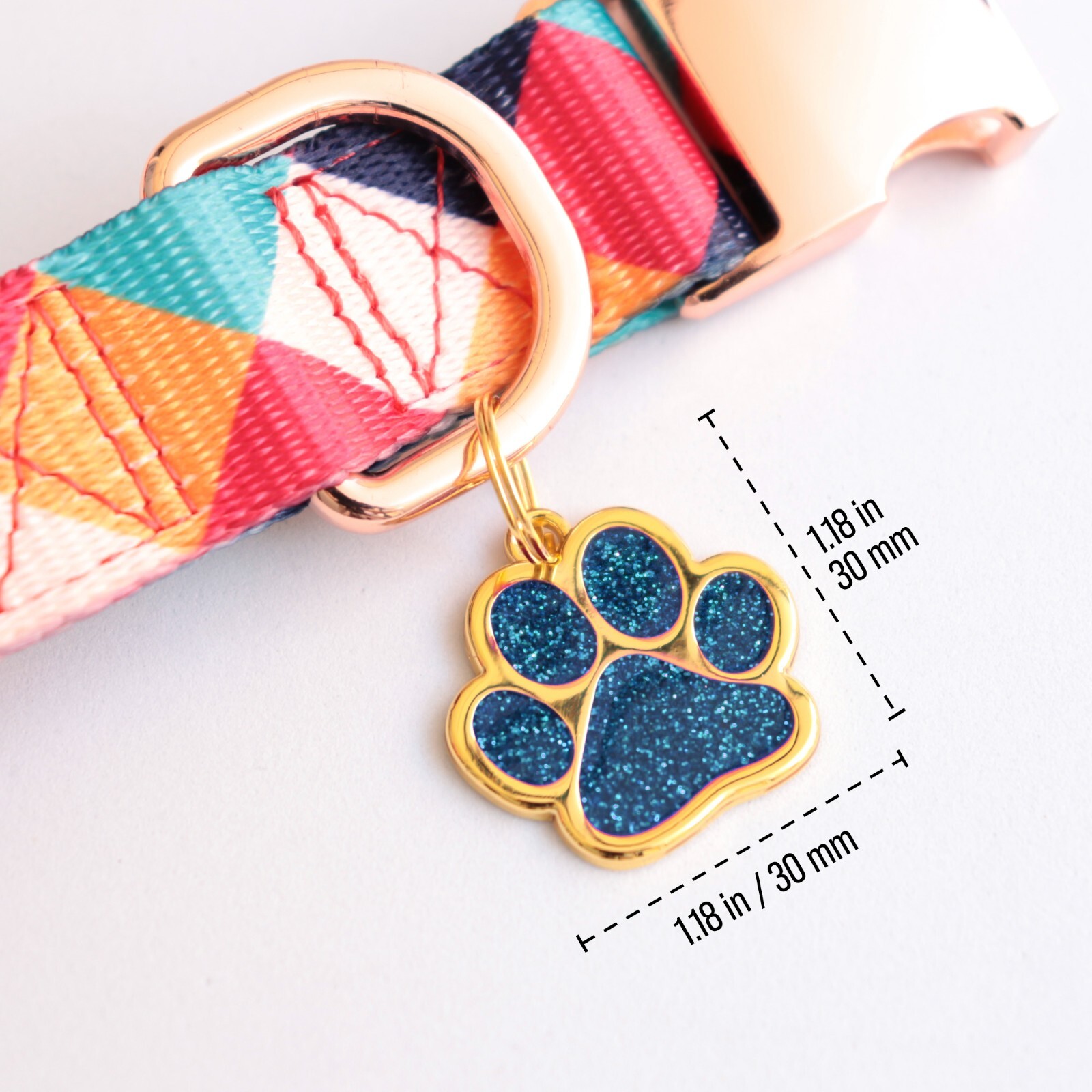 Custom Sparkly Gold Paw ID Tag Personalized Dog Engraved Puppy Cute Name Shiny
