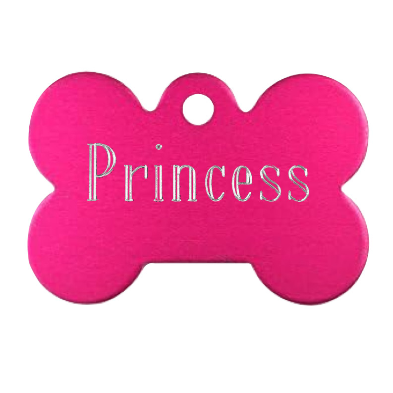 Custom Engraved Dog Tags Personalized Dog Collar Pet Bone TIGER PINK EXTRA LARGE