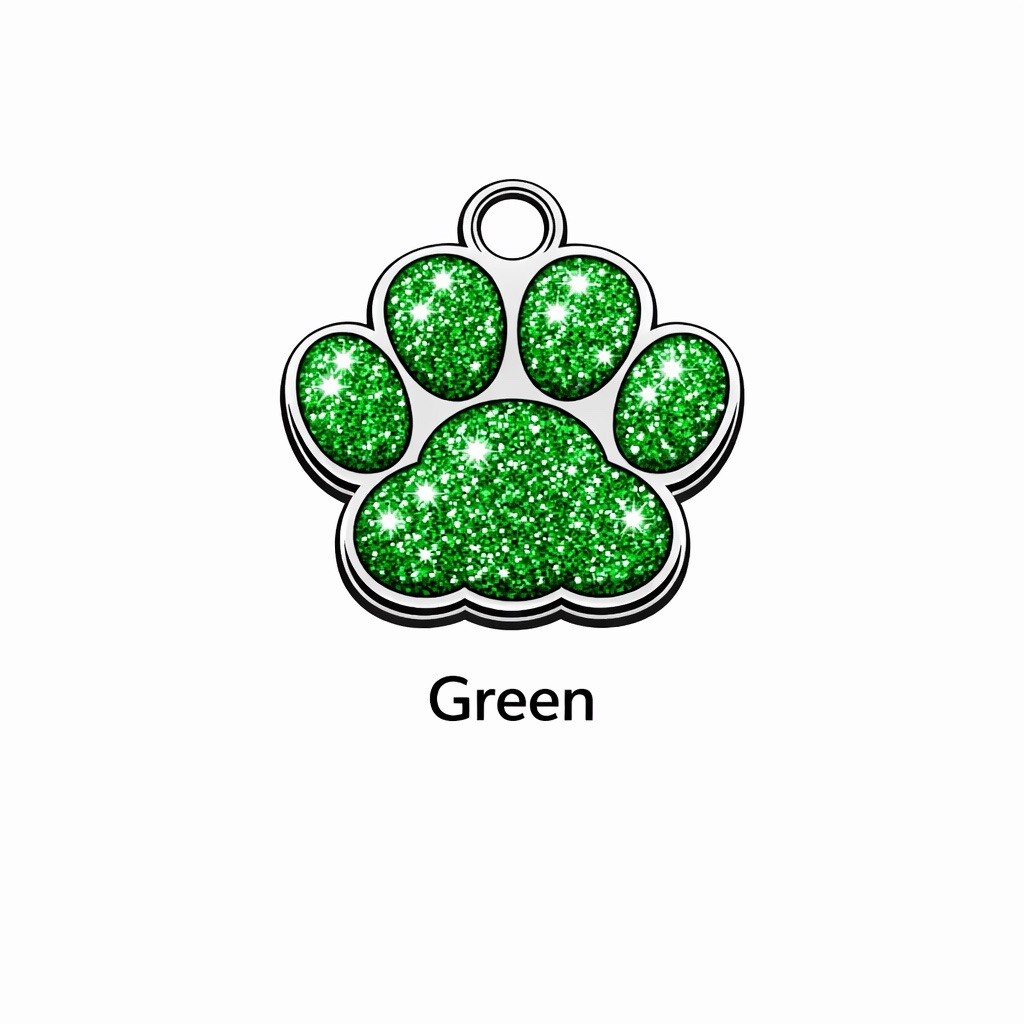 Deep Engraving Glitter Paw Pet ID Tag, Custom Engraved Dog Tags Personalized