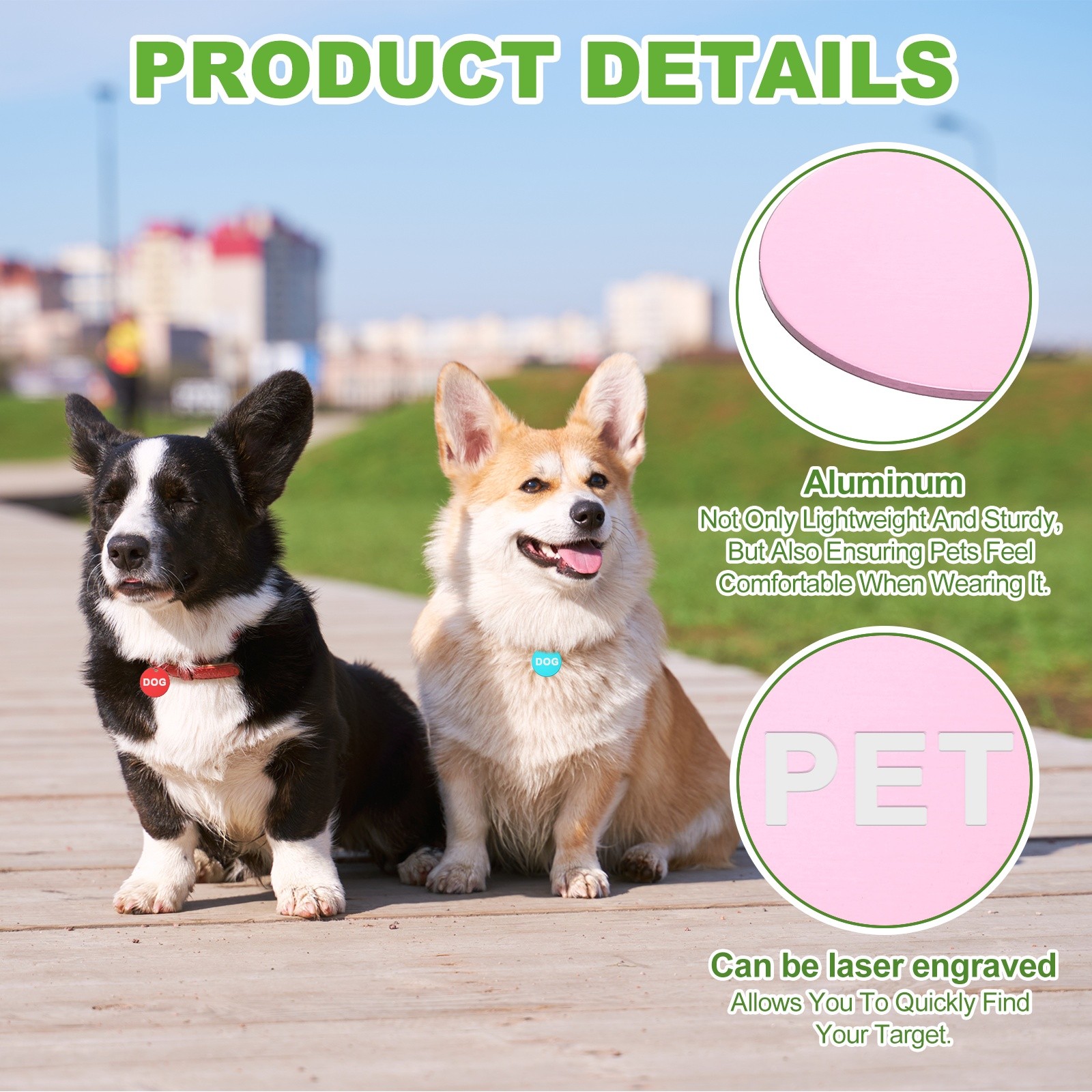 10pcs Dog Pet Tags 25mm Round Aluminum Engraving Blanks Tags, Pink
