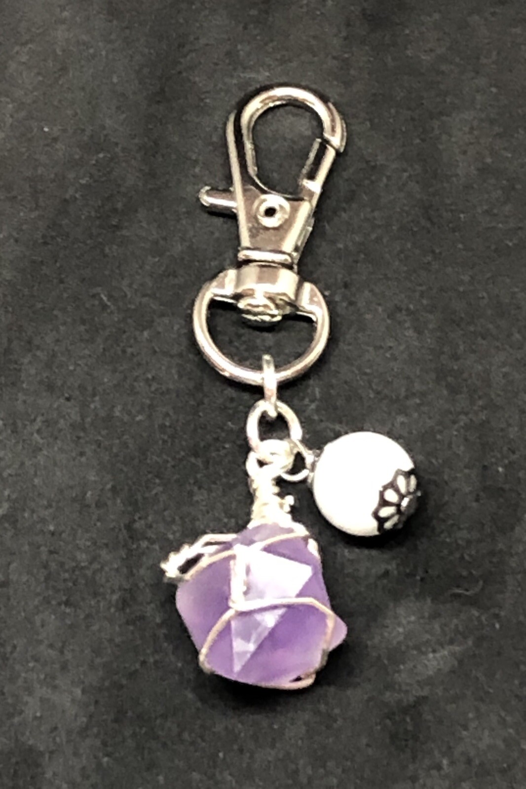 Amethyst & Moonstone Pet Charm, Healing Gemstone Charm, Crystal Collar Charm
