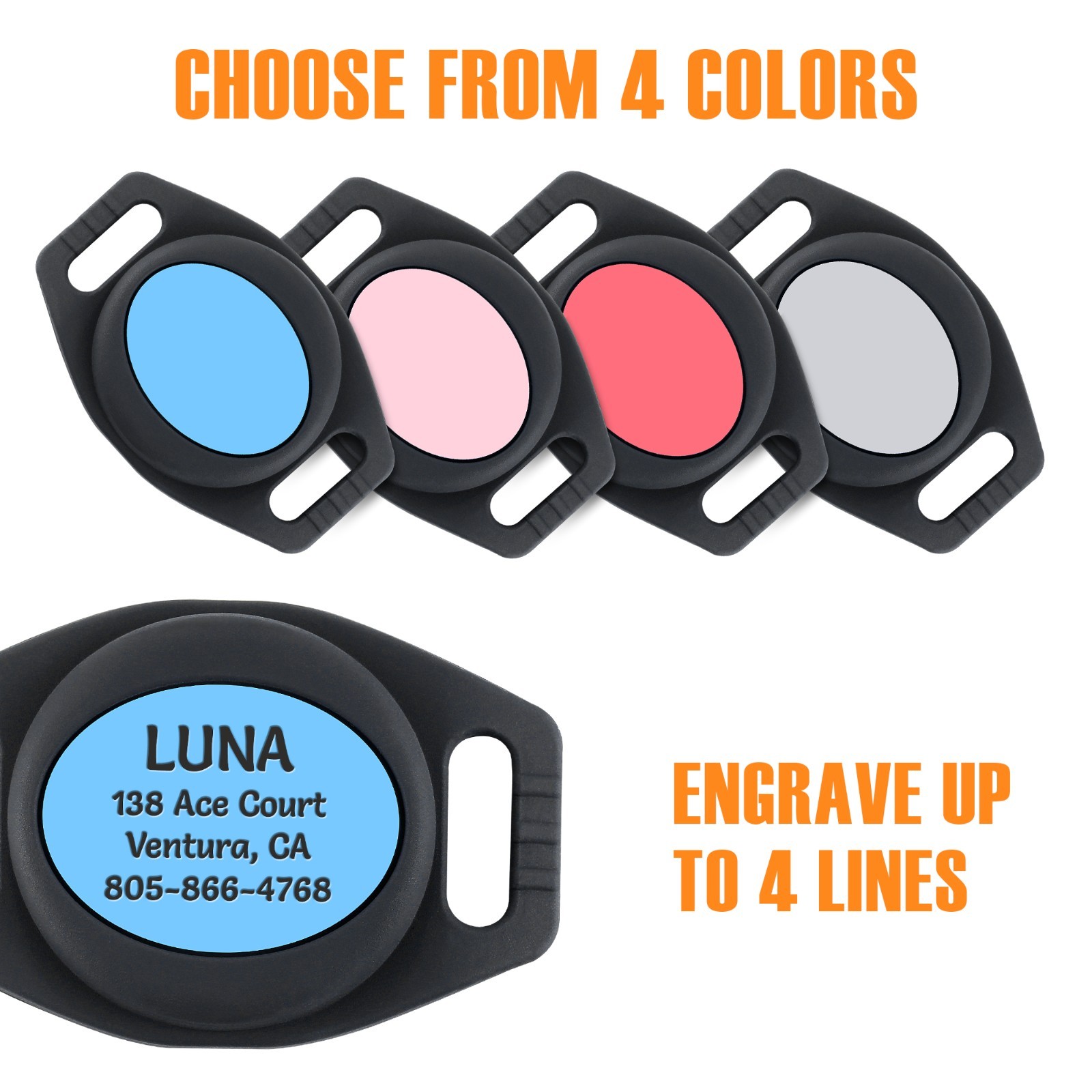 Leash King Personalized Pet Collar AirTag Holder, Slide-On Case for Dog and Cat