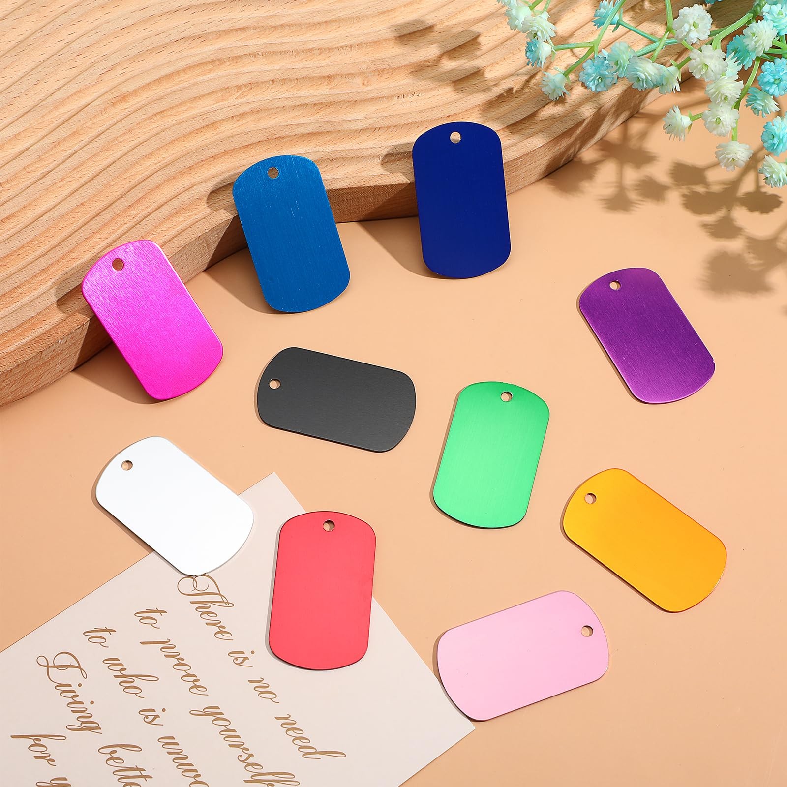 Multicolor Aluminum Blank Dog Tag DIY Engrave Craft 50x29x1mm 3mm Hole 80PCS