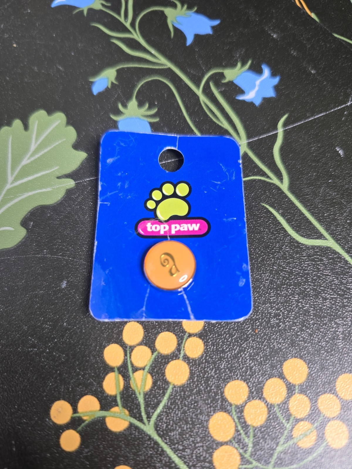 Top Paw Collar Charm Orange And Gold Letter “A” Screwback