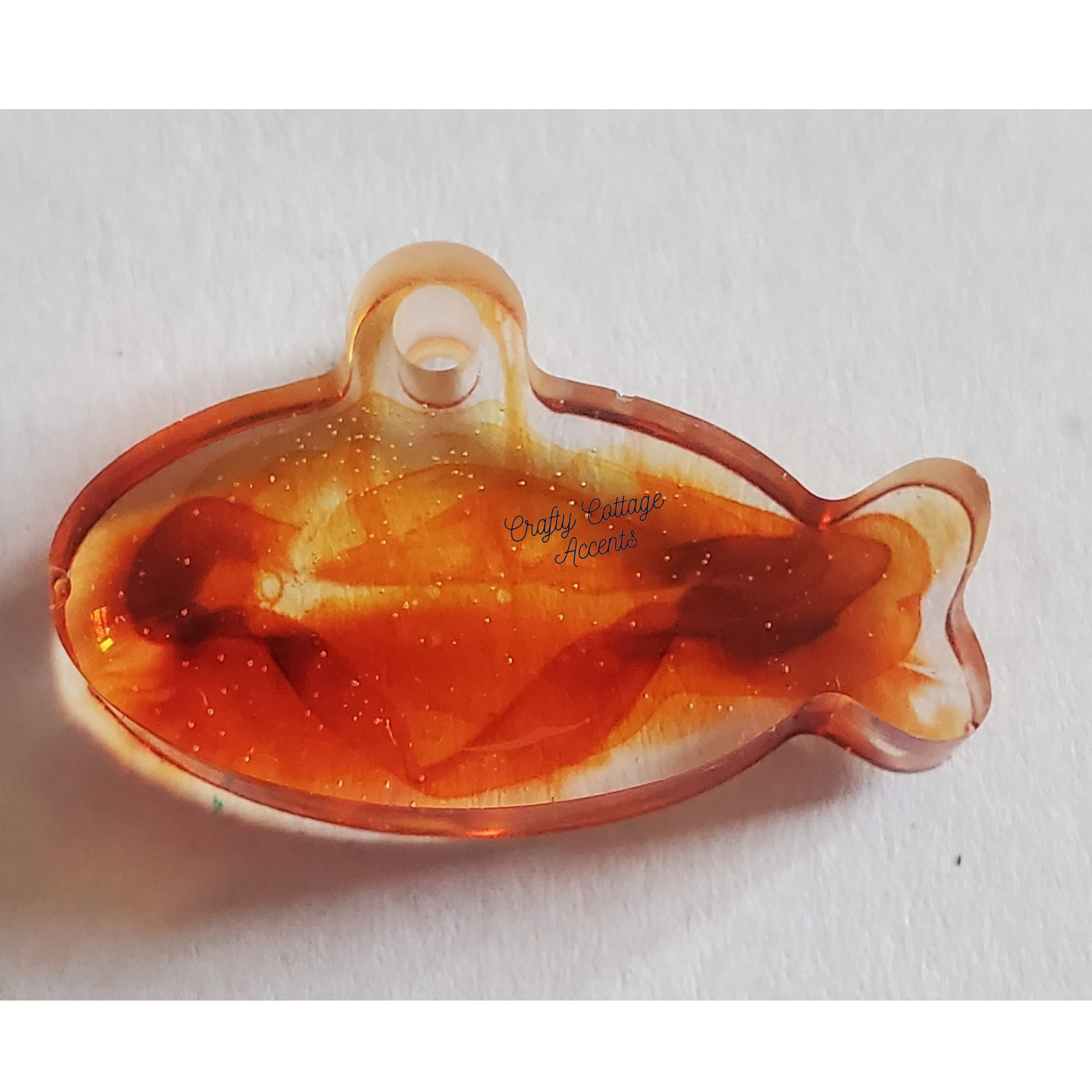 Handmade Resin Pet Cat Tag Collar Charm Orange Goldfish Accessory Gift